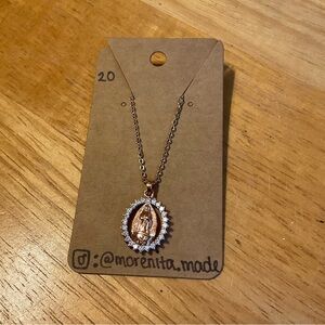 Rose Gold Virgin Mary Pendant Necklace